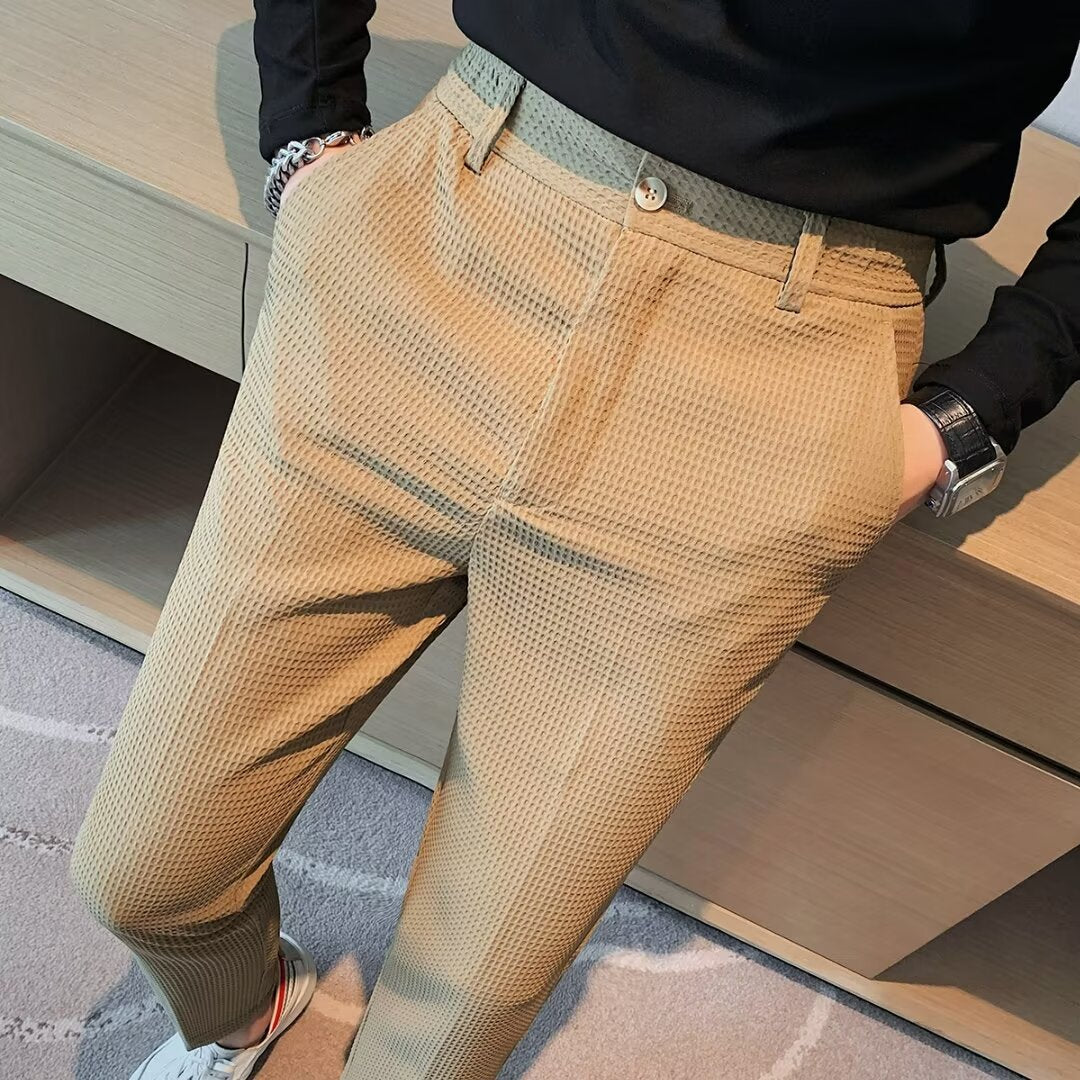 Ralph | Men's Cropped Trousers – Slim Fit – Textured Fabric – Modern Smart Casual