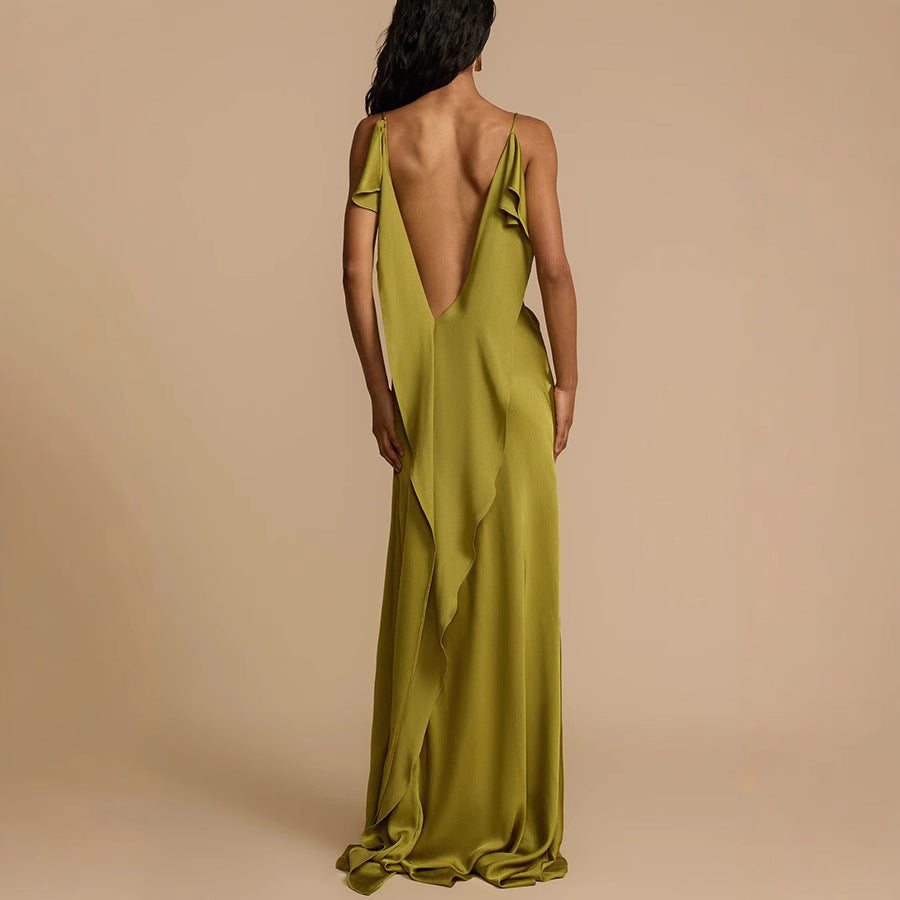 Ava | Women’s Slip Dress - Elegant Full Length with Cowl Neck and Side Slit
