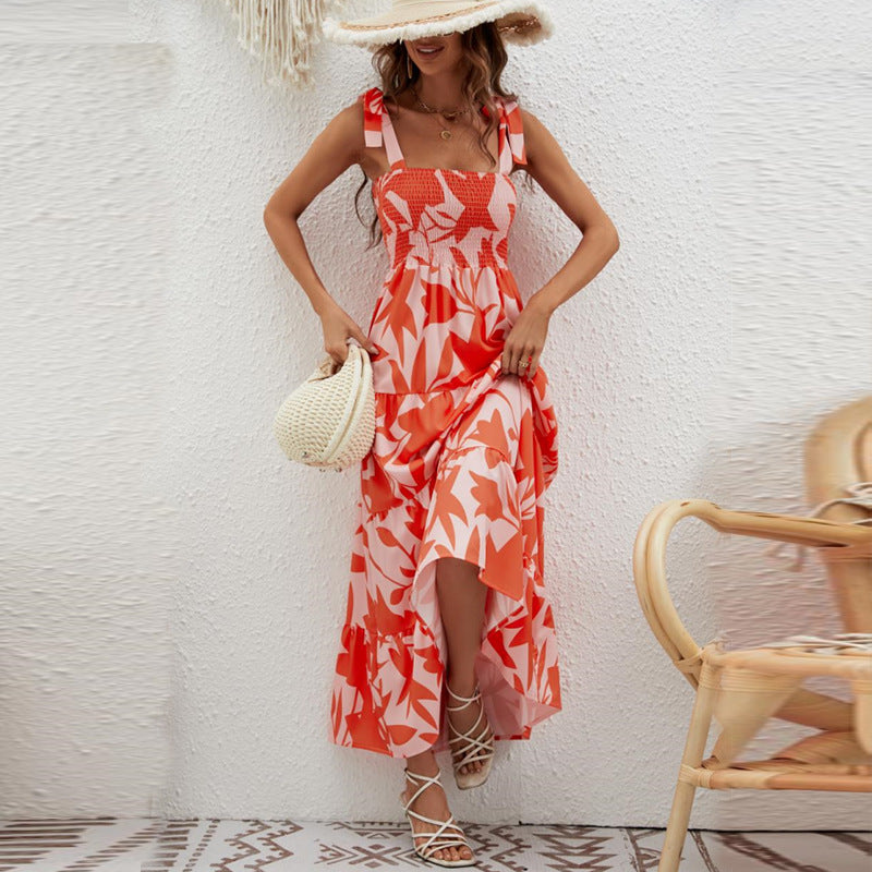 Kay | Women's Maxi Dress – Lightweight Cotton – Fitted Bodice – Adjustable Straps – Layered Skirt