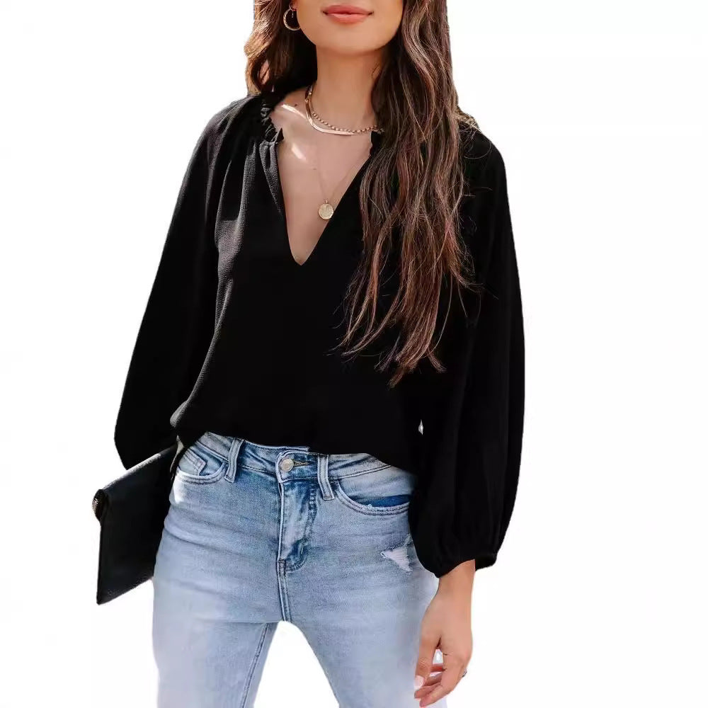 Azucena® | Women'S Blouse With Balloon Sleeves And V-Neck