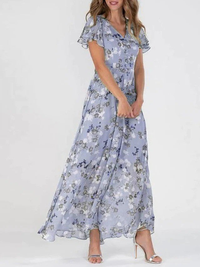 Marit | Elegant Floral V-Neck Maxi Dress