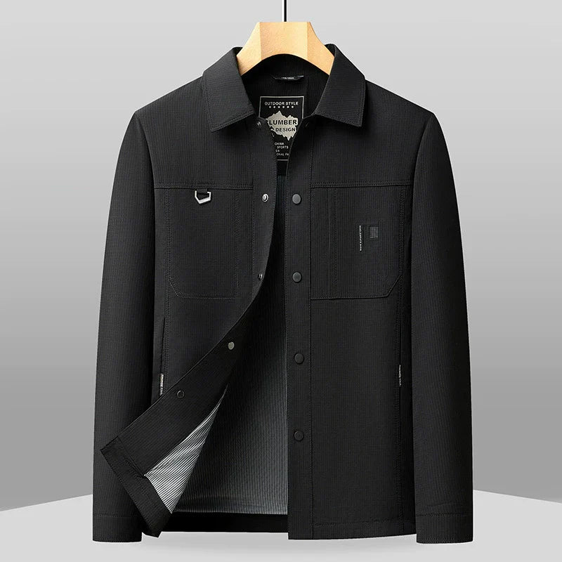 Men’s Business Casual Jacket – Classic Fit – Lapel Collar – Woven Fabric – Button Front