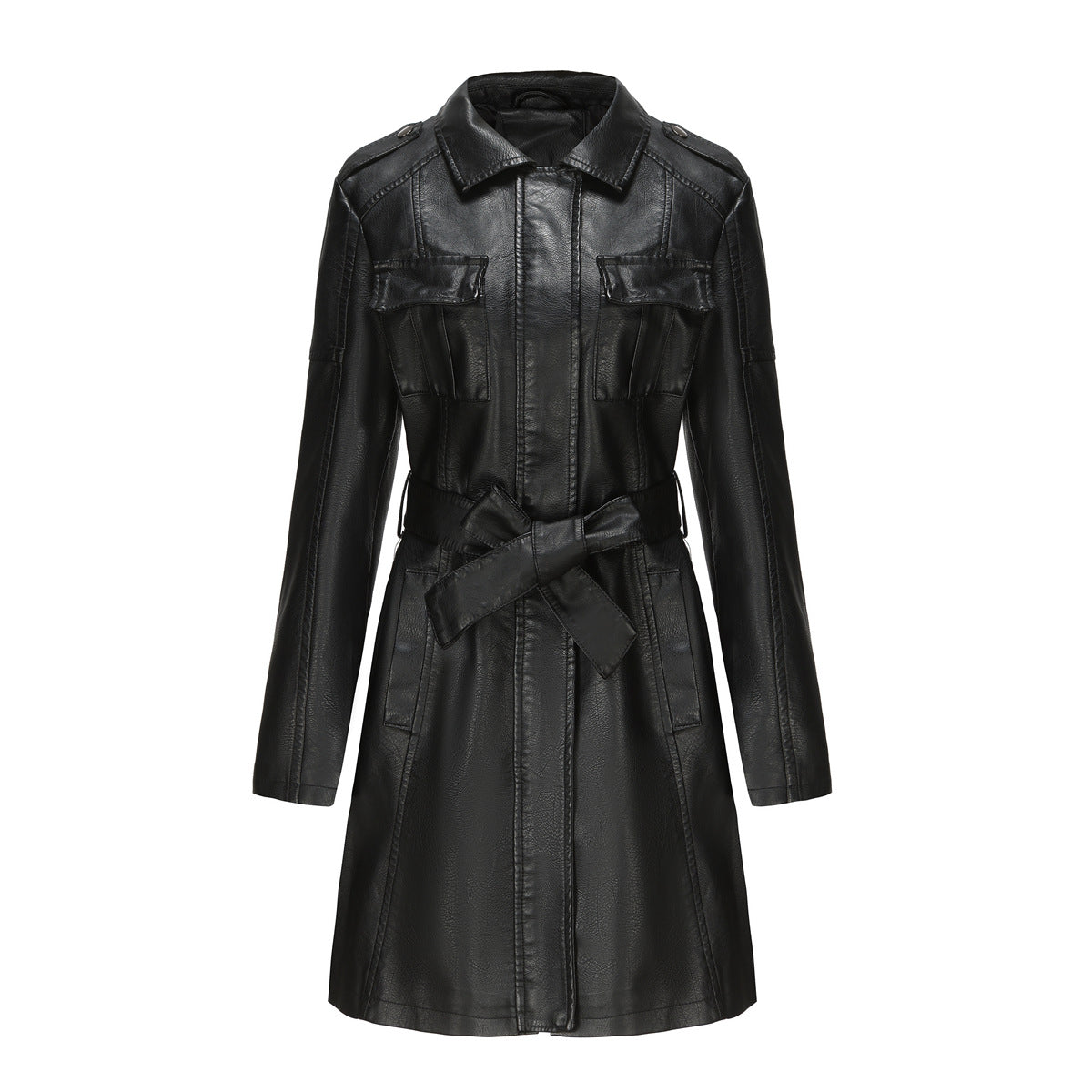 Women’s Mid-Length Jacket – Structured Fit – Sleek Finish – Flap Pockets