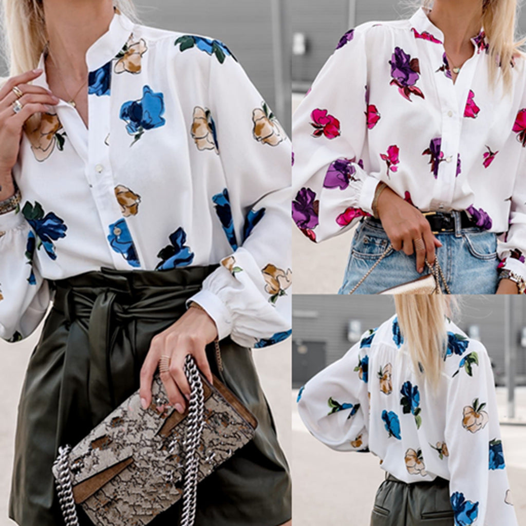 Edith® | Women'S Blouse With Floral Design And Elegant Button Placket