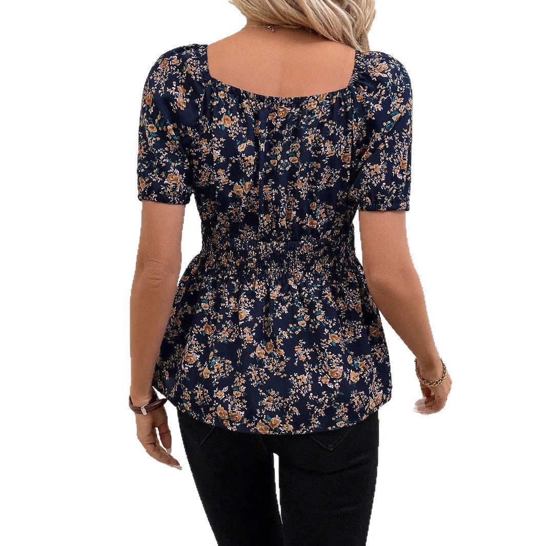 Dominique® | Women'S Blouse With Floral Design And Elastic Waistband