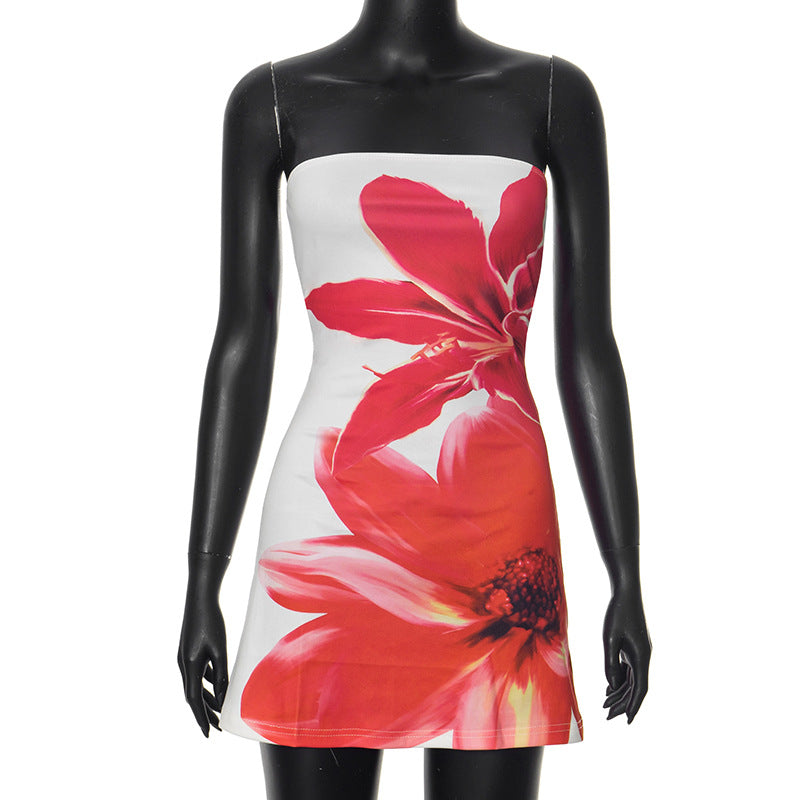 Claudia® | Women'S Bandeau Mini Dress With Floral Print And Figure-Hugging Cut