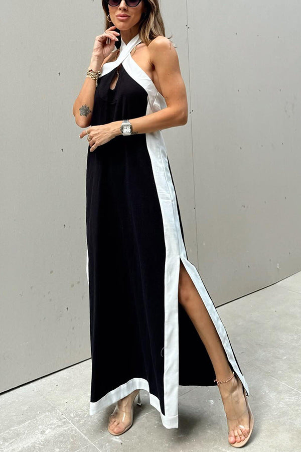 Carmen® | Dress with a crossover halter neckline and side slits