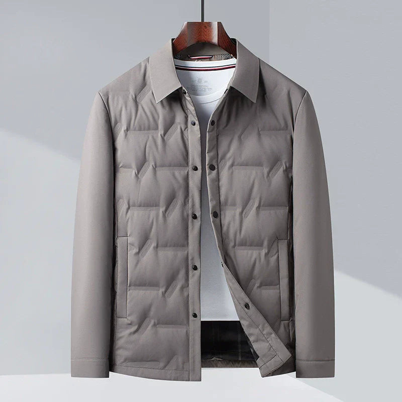Men’s Down Jacket – Slim Fit – Insulated – Button-Up Quilted Design