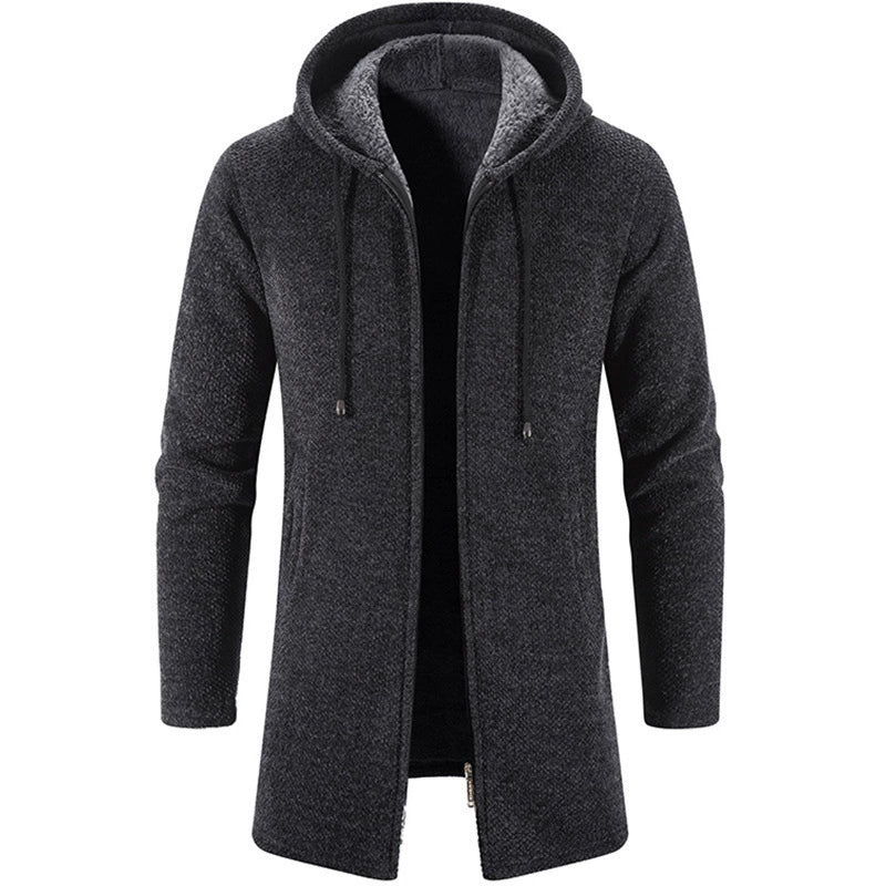 Men’s Cardigan Jacket – Chenille Knit – Hooded – Zip-Up – Relaxed Fit Casual Layer