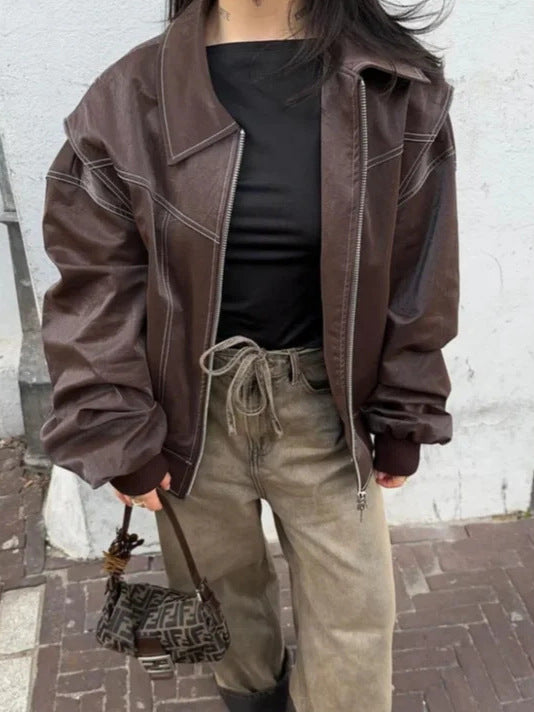 Ariadne® | Oversized leather bomber jacket