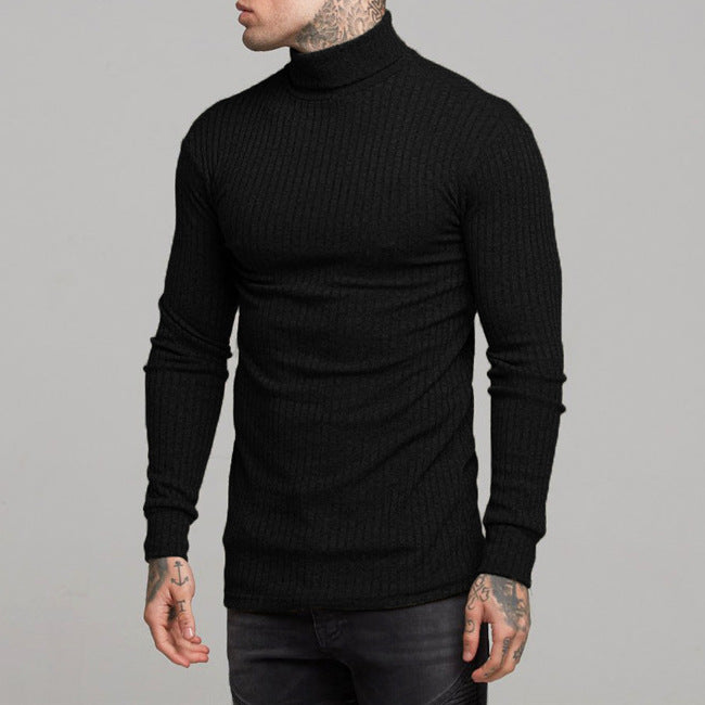 Men’s Turtleneck Sweater – Slim Fit – Ribbed Knit – Long Sleeve – Soft Cotton Blend