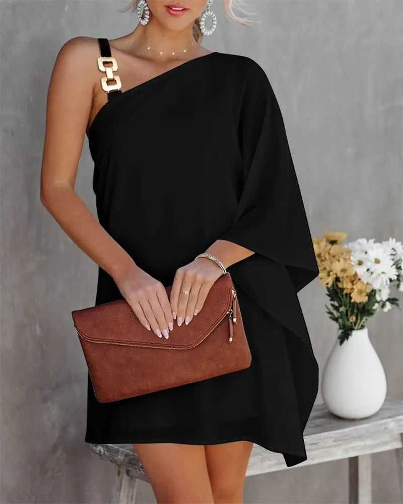 Ana® | Women'S Asymmetric Mini Dress With Decorative Shoulder Detail And Elegant Design