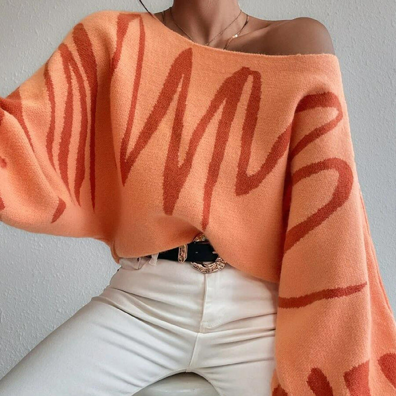Basilisa | Oversized knitted sweater with a wave pattern