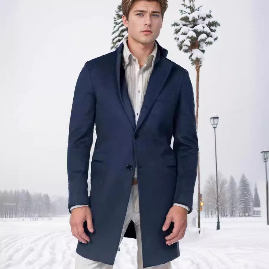 Men’s Overcoat – Tailored Fit – Wool – Single-Breasted – Mid-Length – Formal Wear