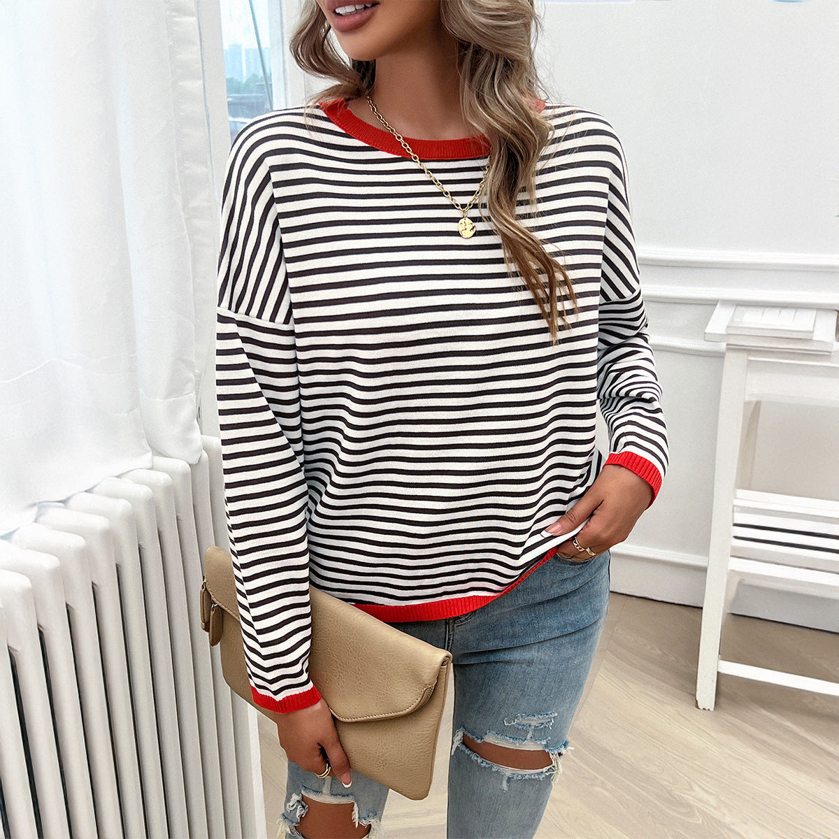 Arcelia | Classic striped sweater with a crew neck