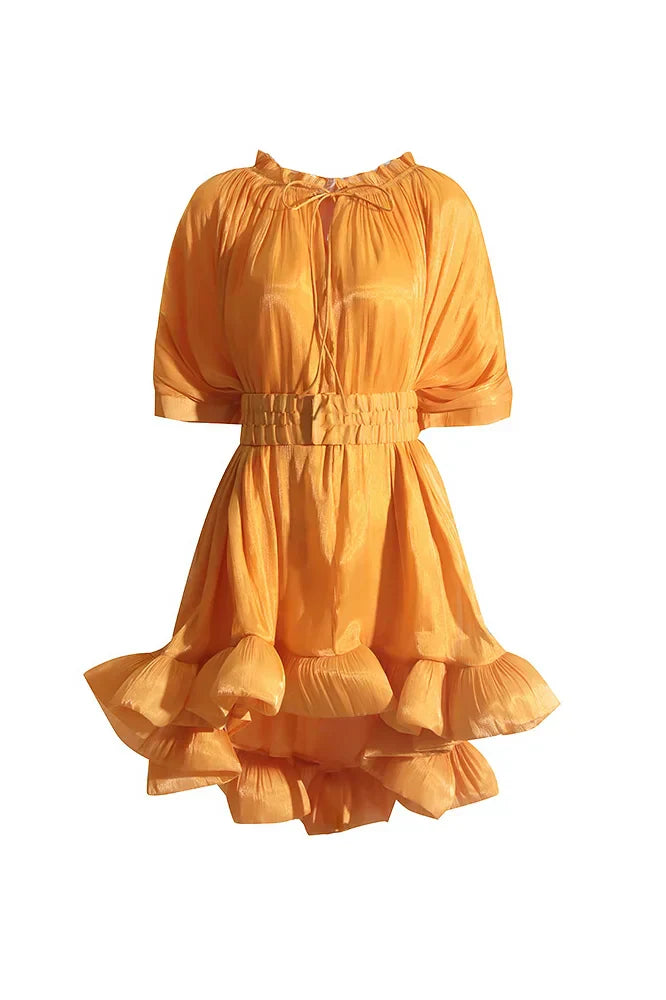 Denisse® | Mini Dress With Ruffles And Cape Effect