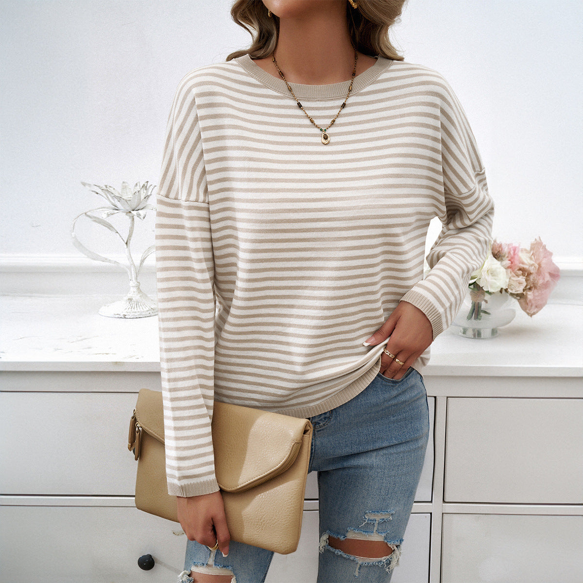 Arcelia | Classic striped sweater with a crew neck
