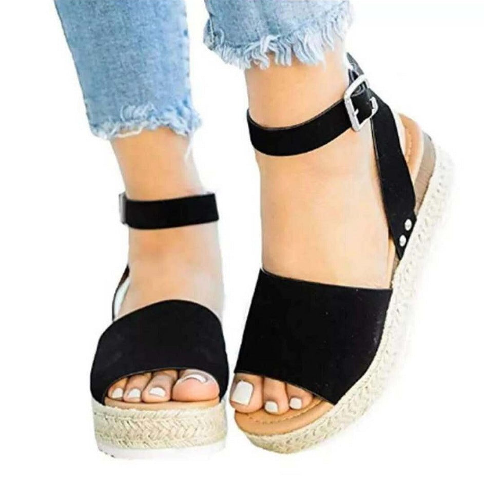 Jordan | Women's Jute Wedge Sandals - Stylish Platform Shoes