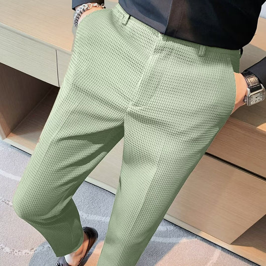 Ralph | Men's Cropped Trousers – Slim Fit – Textured Fabric – Modern Smart Casual