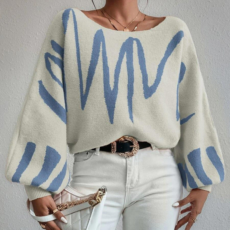 Basilisa | Oversized knitted sweater with a wave pattern