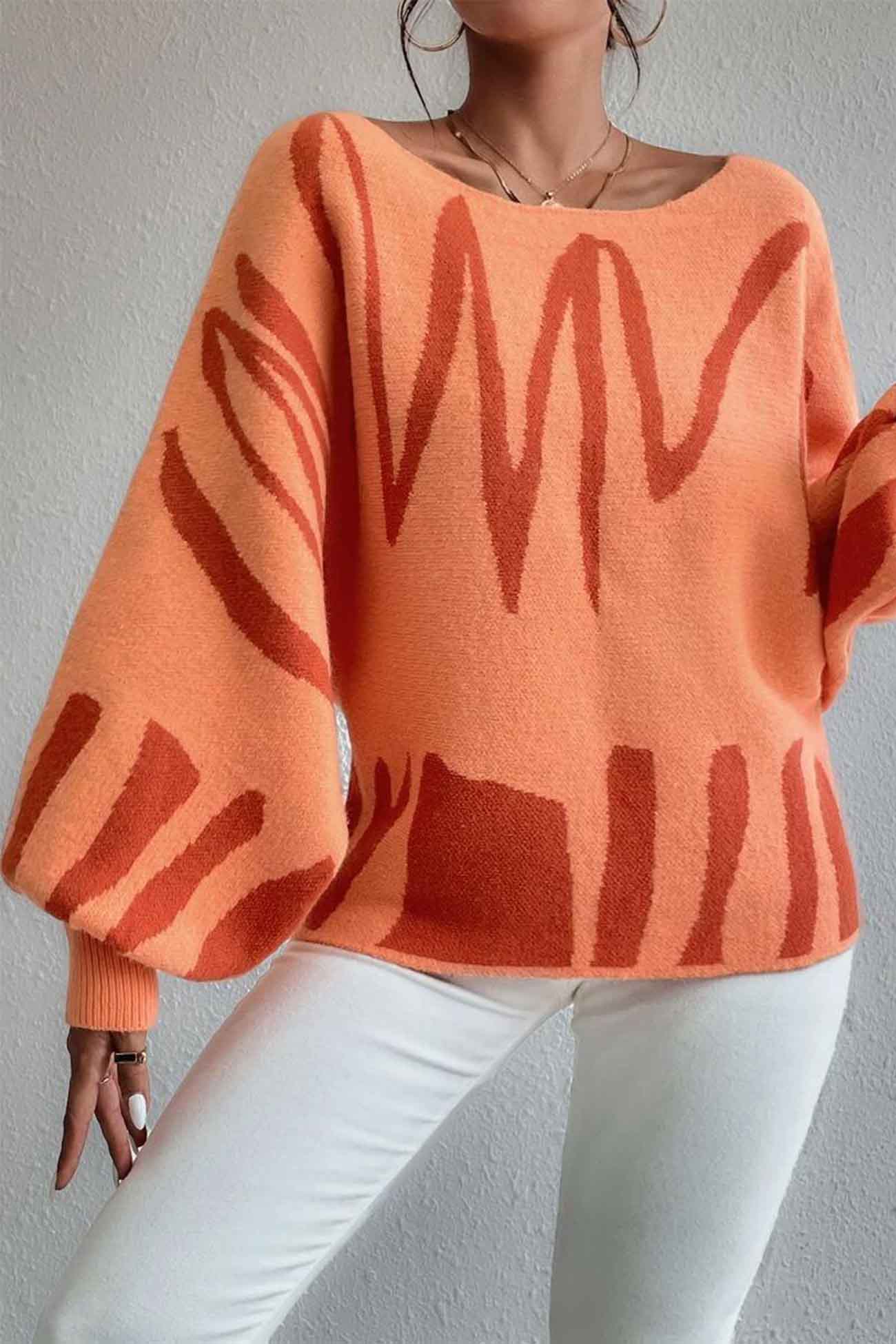 Anika® | Knitted sweater with geometric lantern sleeves