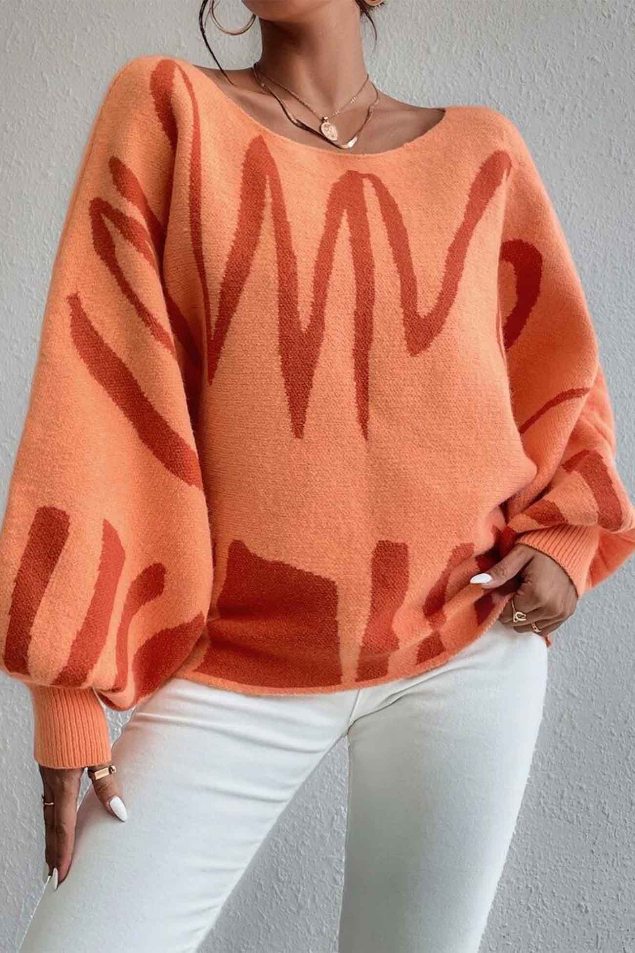 Anika® | Knitted sweater with geometric lantern sleeves