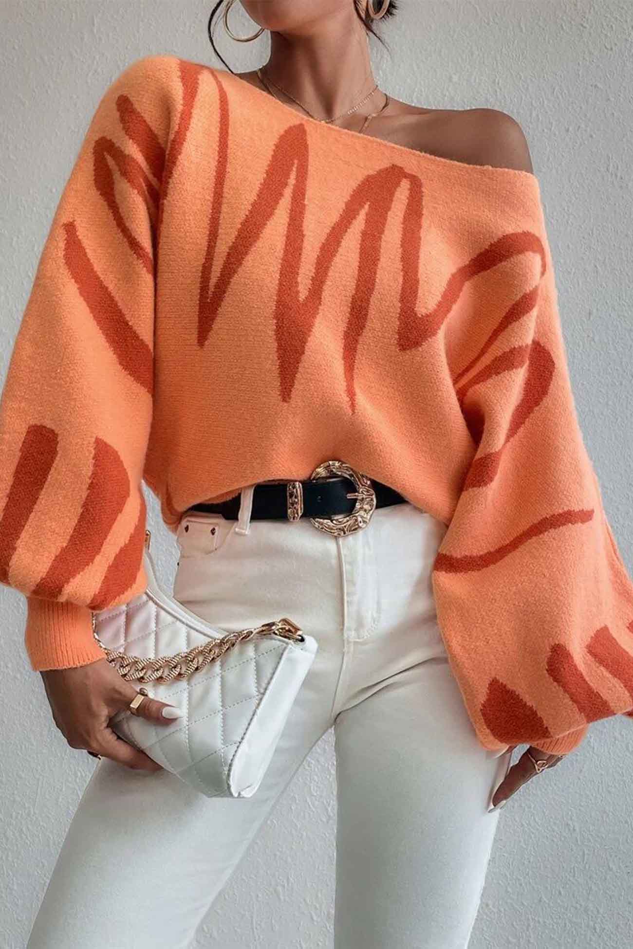 Anika® | Knitted sweater with geometric lantern sleeves