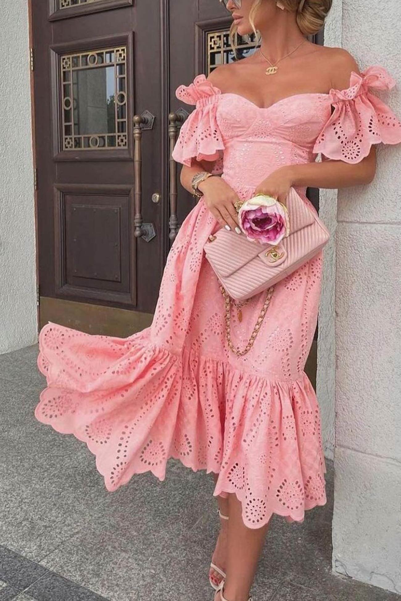 Ava® | Dress with ruffles, off the shoulder and neckline