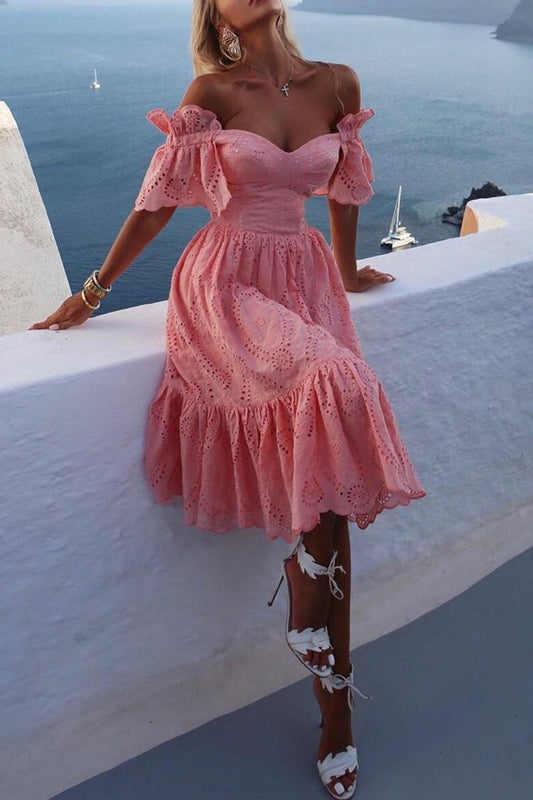 Ava® | Dress with ruffles, off the shoulder and neckline