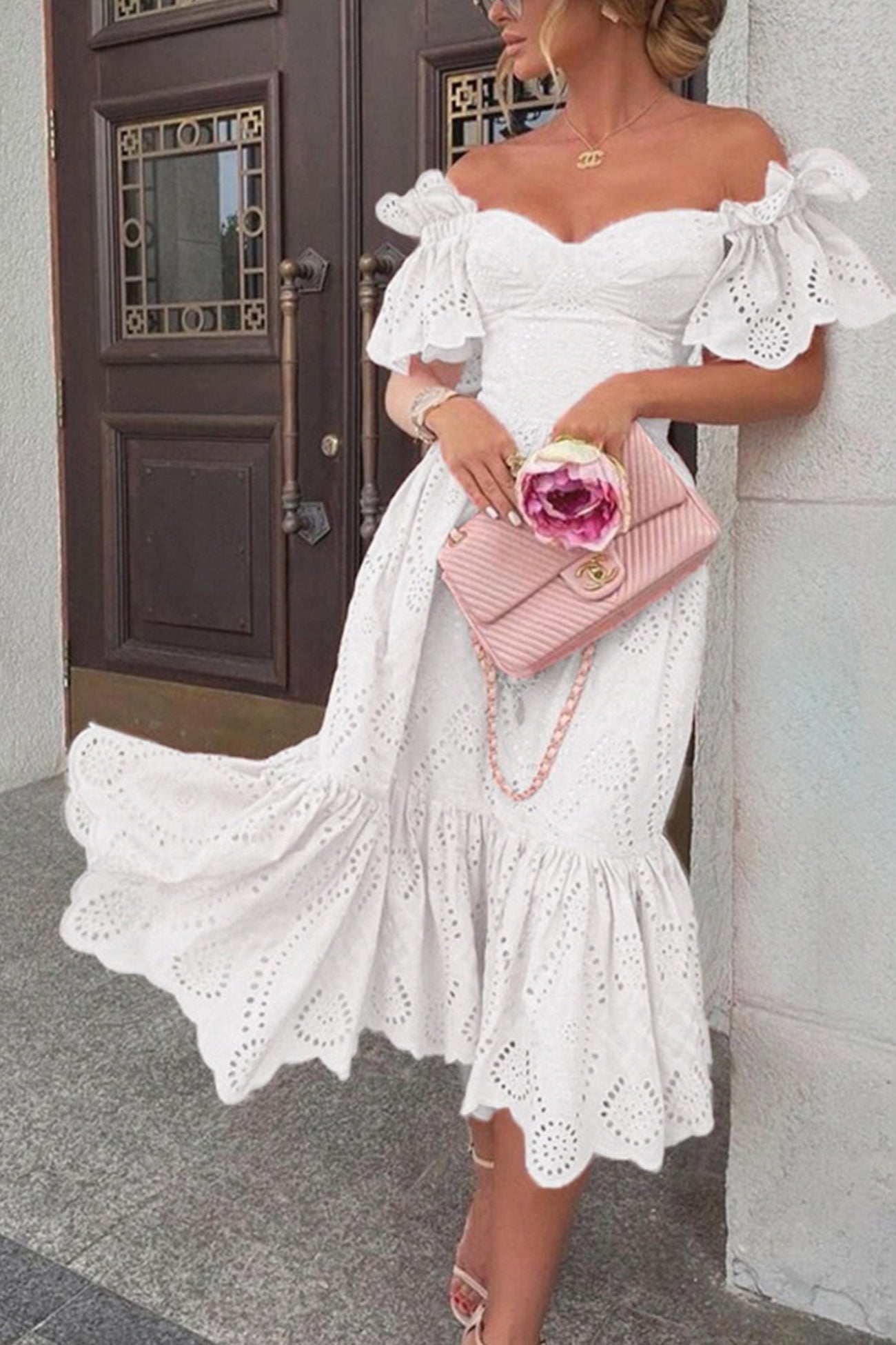 Ava® | Dress with ruffles, off the shoulder and neckline