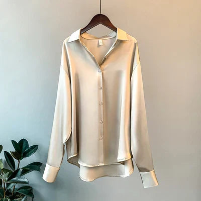 Arcelia® | Satin Blouse With Button Placket