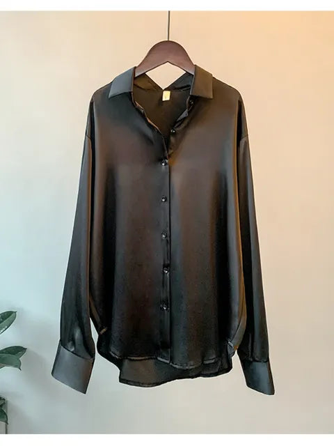 Arcelia® | Satin Blouse With Button Placket