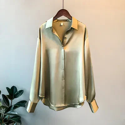 Arcelia® | Satin Blouse With Button Placket