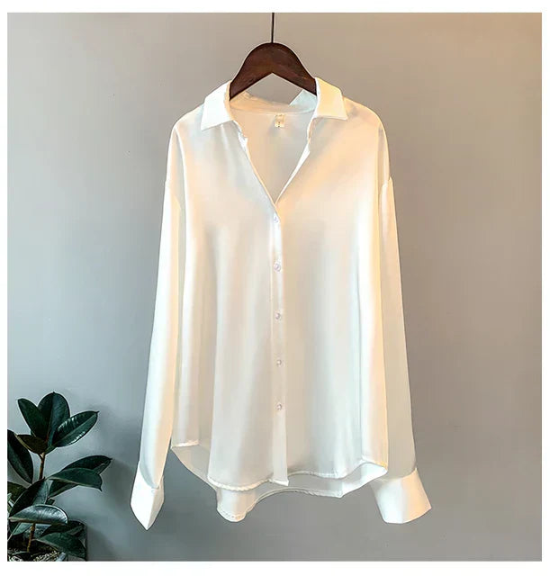 Arcelia® | Satin Blouse With Button Placket