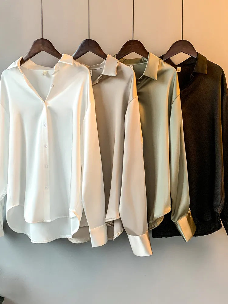 Arcelia® | Satin Blouse With Button Placket