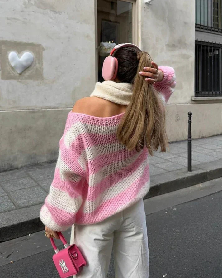 Brenda® | Striped autumn knit sweater