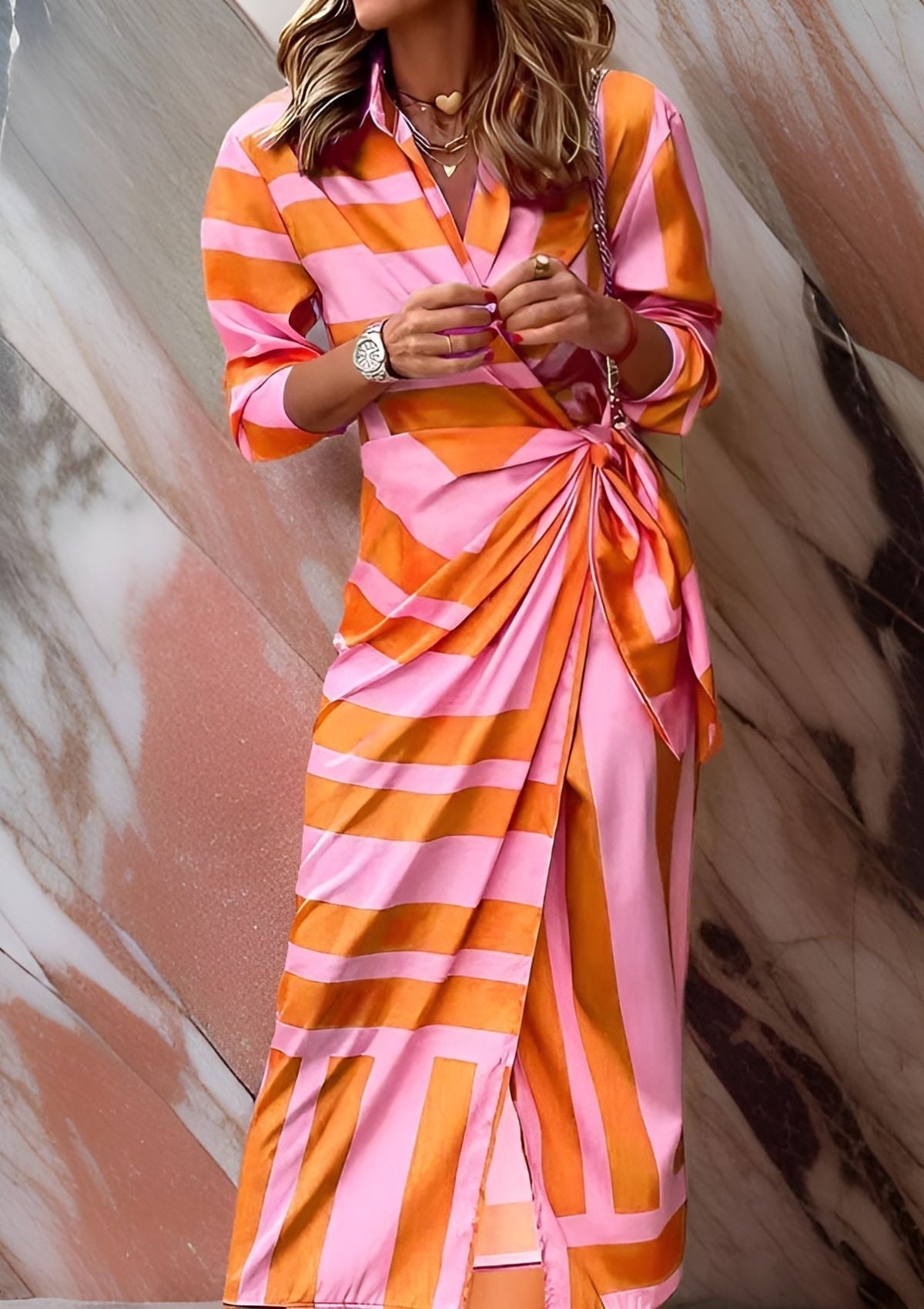 Amelia | Striped Wrap Dress for Every Occasion