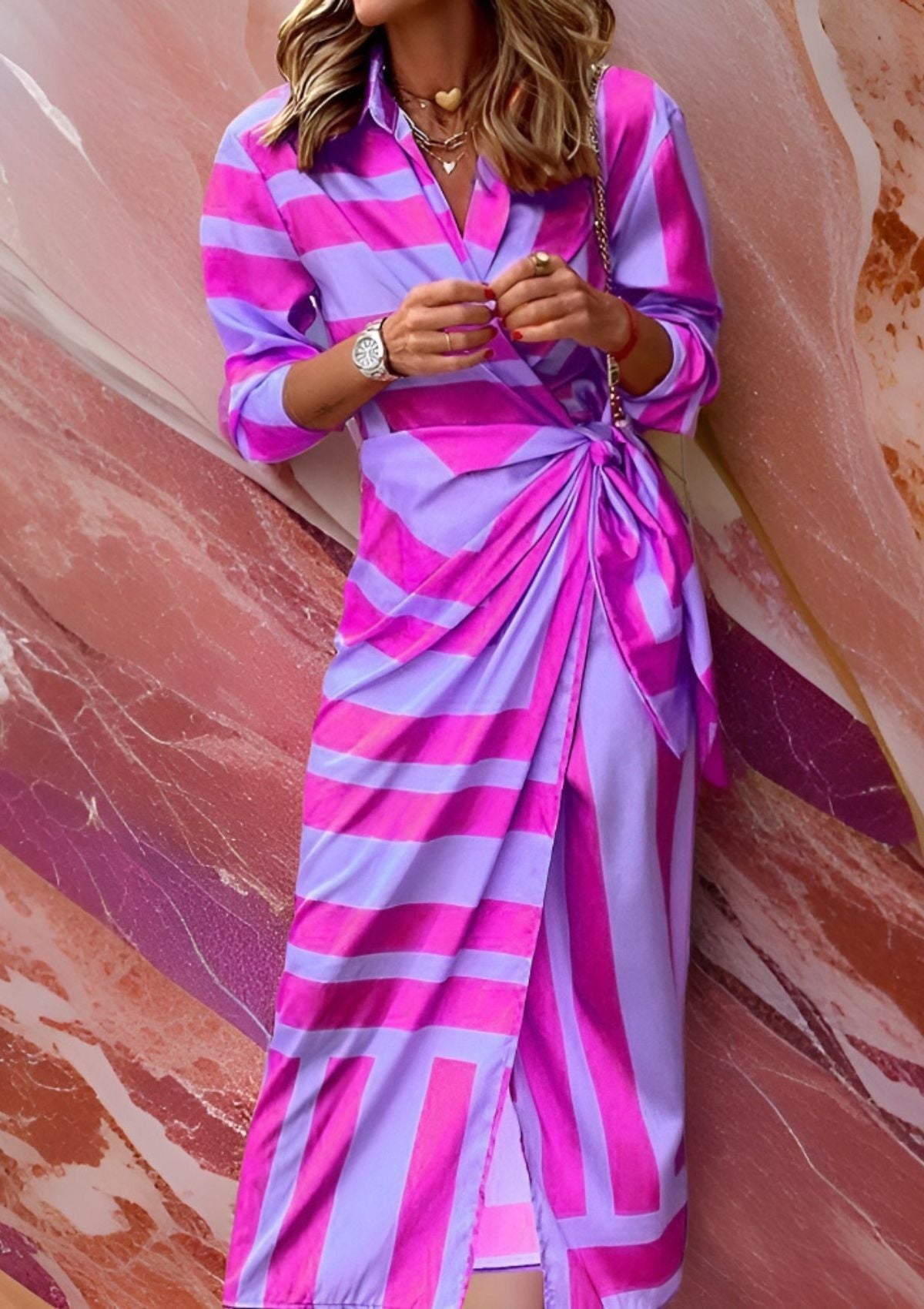 Amelia | Striped Wrap Dress for Every Occasion