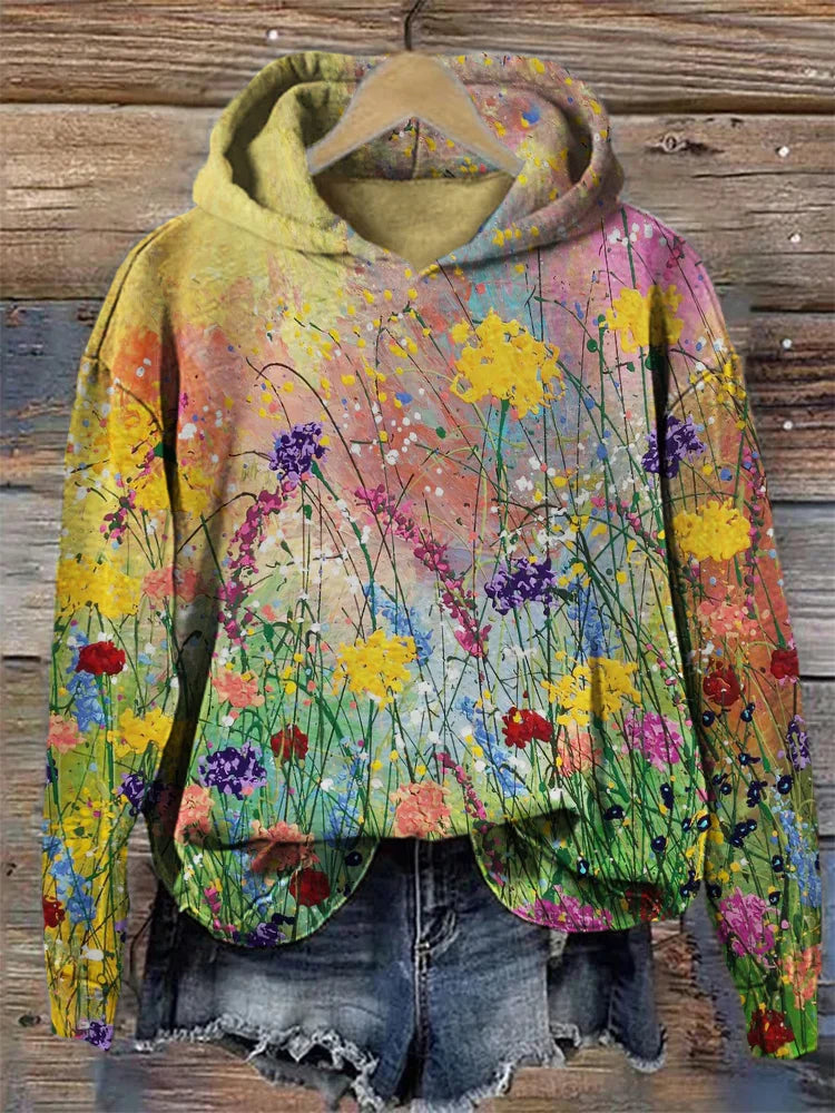 Alba | Artistic Hoodie with Floral Print