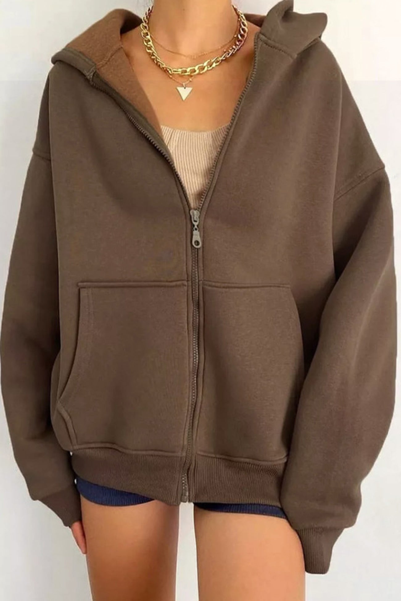 Eliana® | Oversized solid zip hoodie