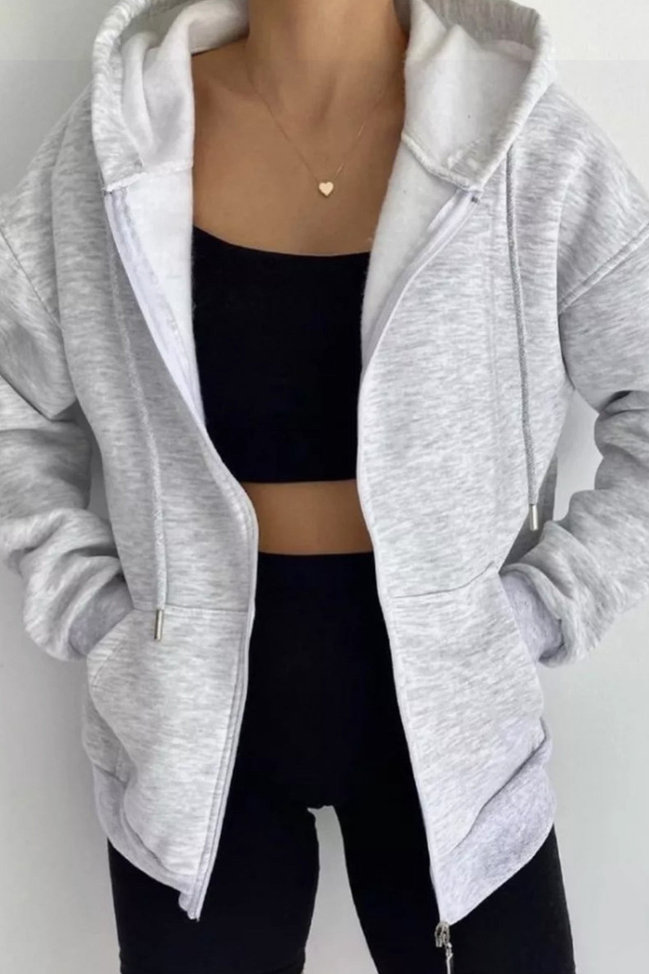Eliana® | Oversized solid zip hoodie