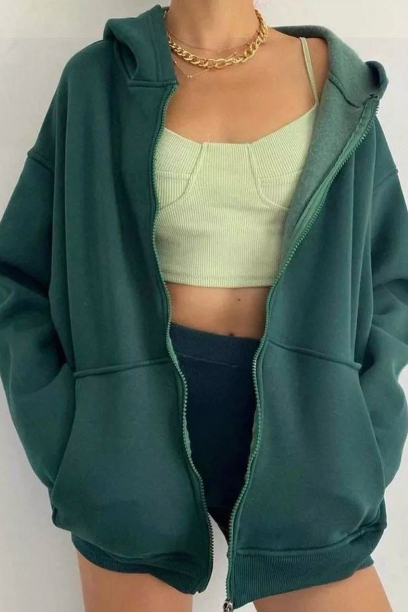 Eliana® | Oversized solid zip hoodie