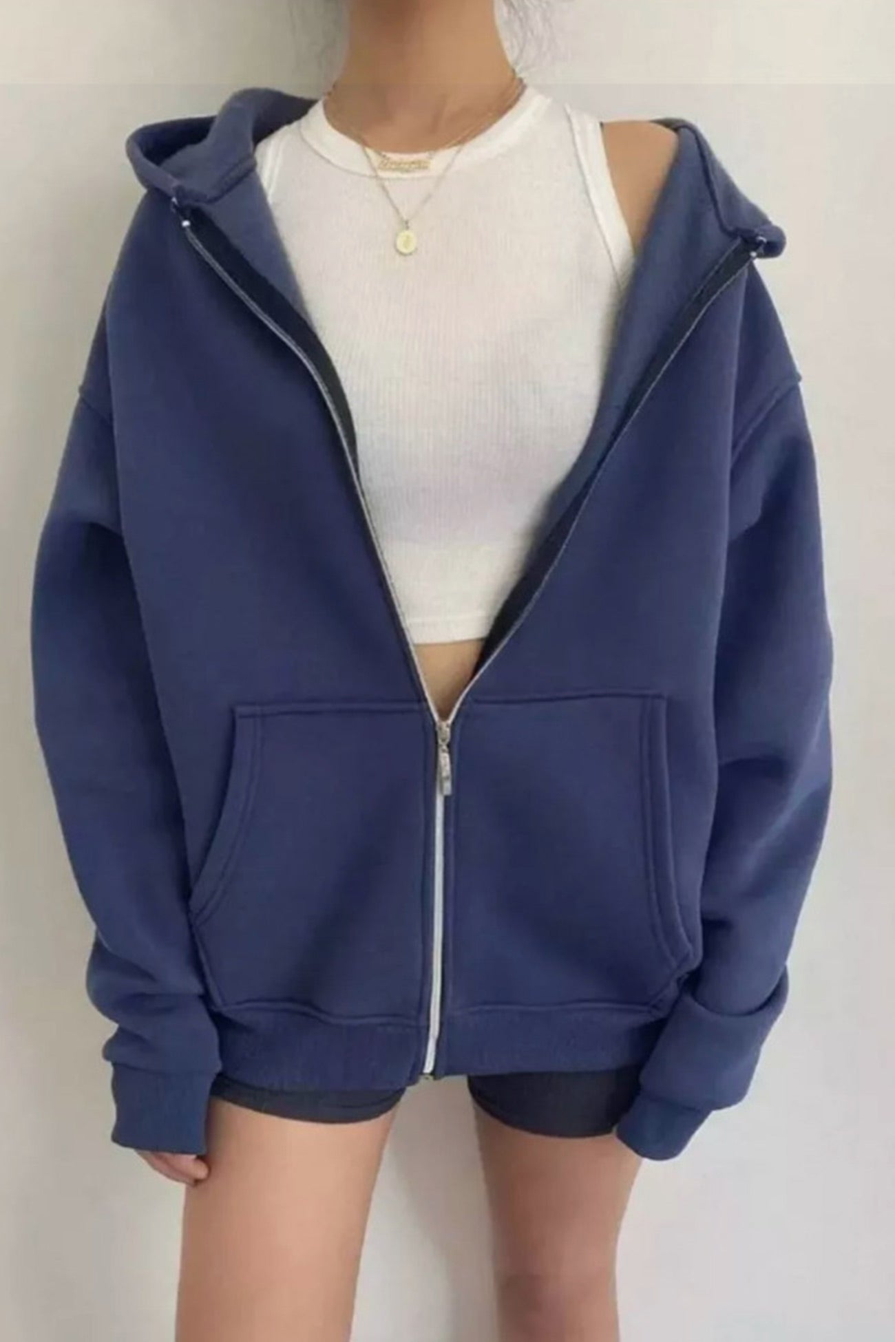Eliana® | Oversized solid zip hoodie
