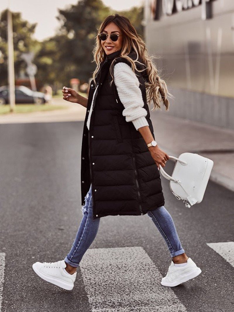 Phoebe | Women's Long Hooded Puffer Vest