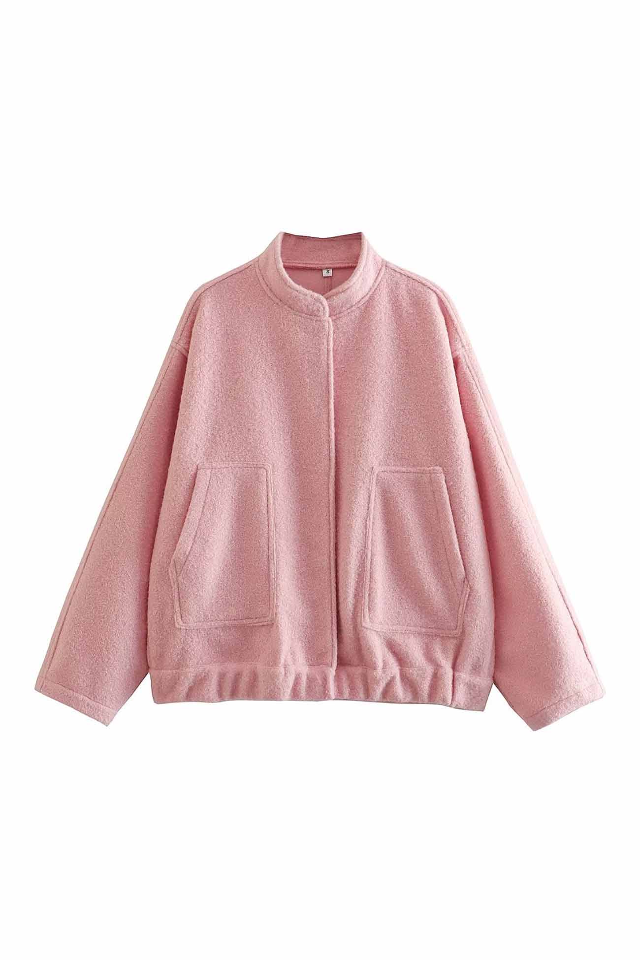 Annika® | Solid jacket with stand-up collar and button pocket