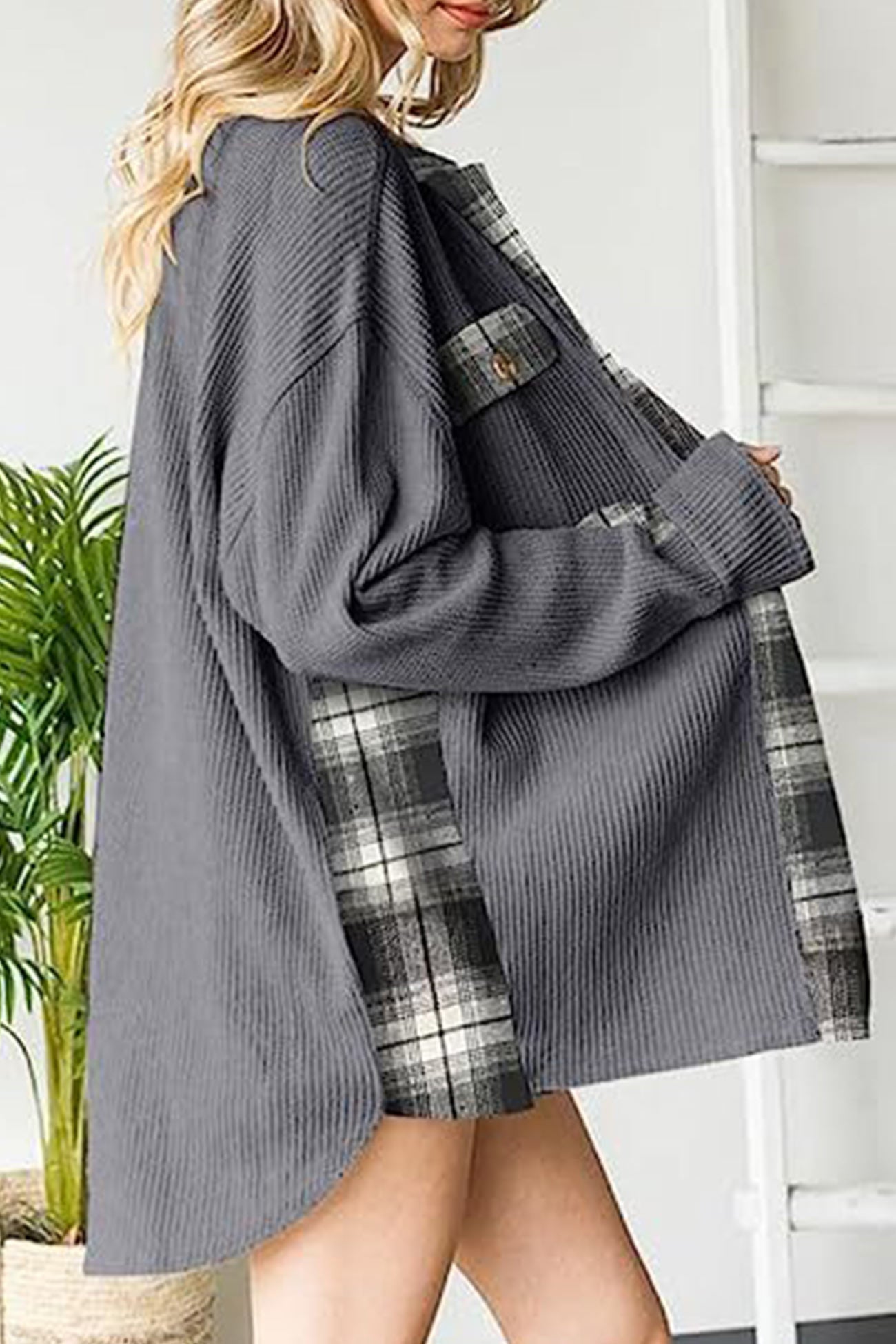 Brigitte® | Checked patchwork blouses with irregular hems
