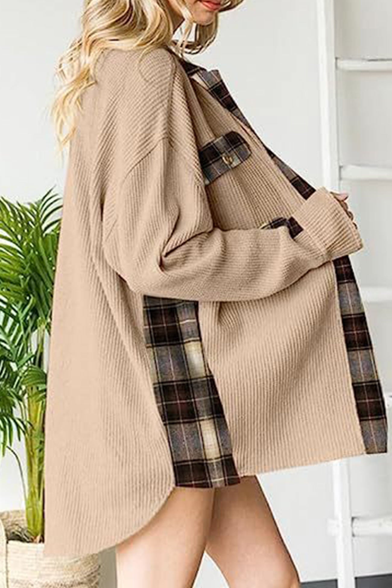 Brigitte® | Checked patchwork blouses with irregular hems