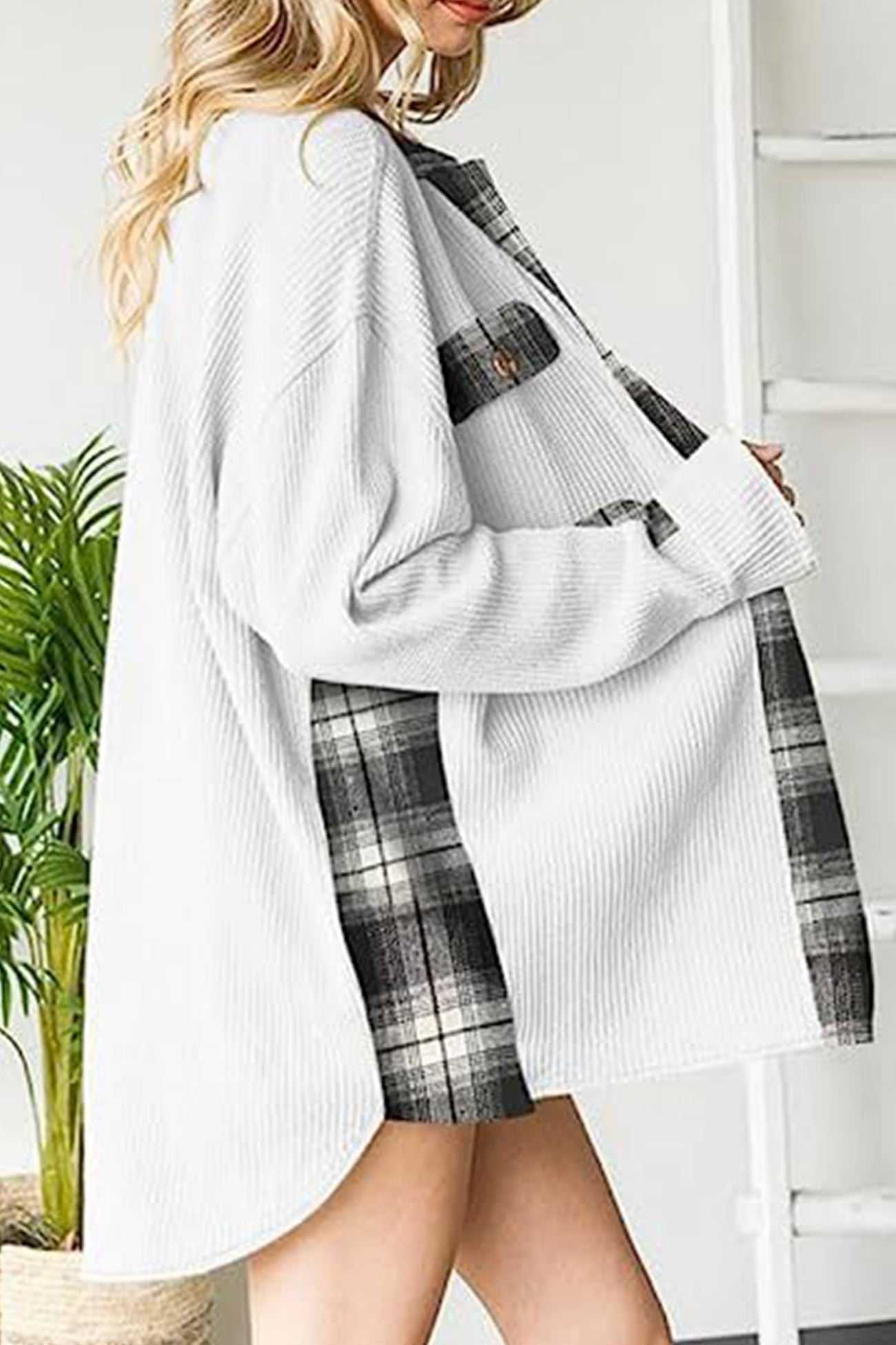 Brigitte® | Checked patchwork blouses with irregular hems