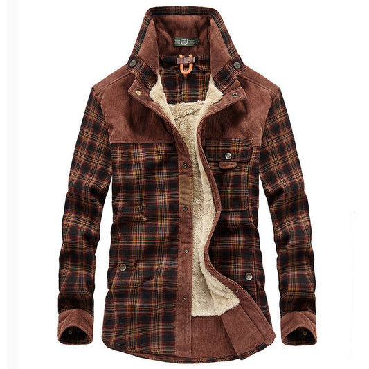 Men’s Jacket – Relaxed Fit – Wool Feel – Fleece Lined – Plaid – Button Front