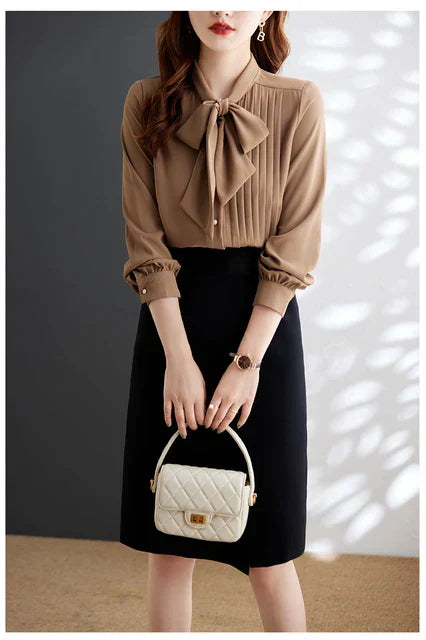 Artemis® | Elegant Blouse With Buttoned Bow Tie
